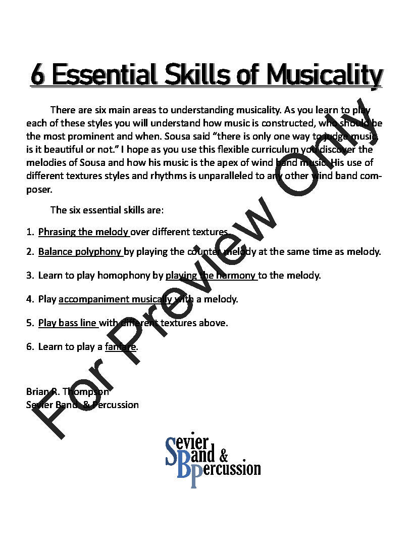 Progressive Musial Studies: Sousa Grade 2 - 3 P.O.D.