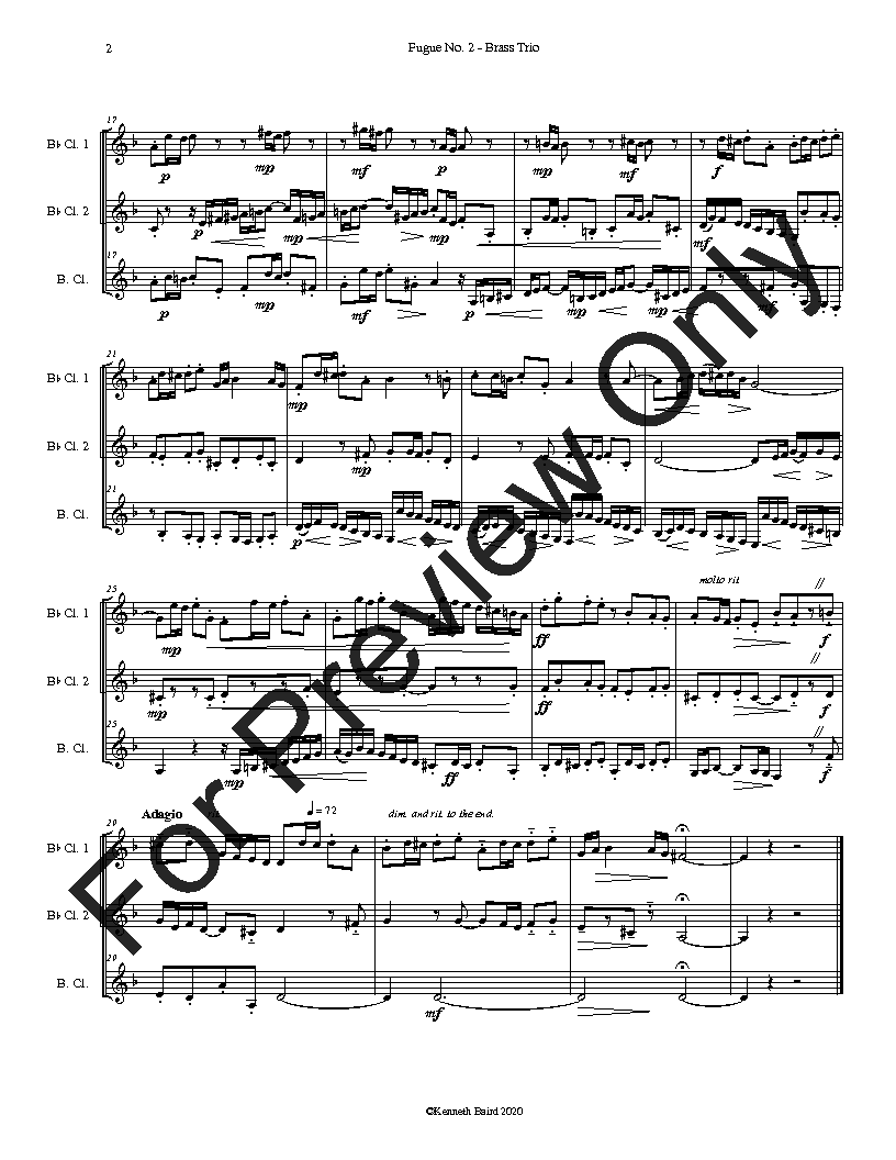 Fugue No. 2 in C minor (mixed clarinet trio) P.O.D.