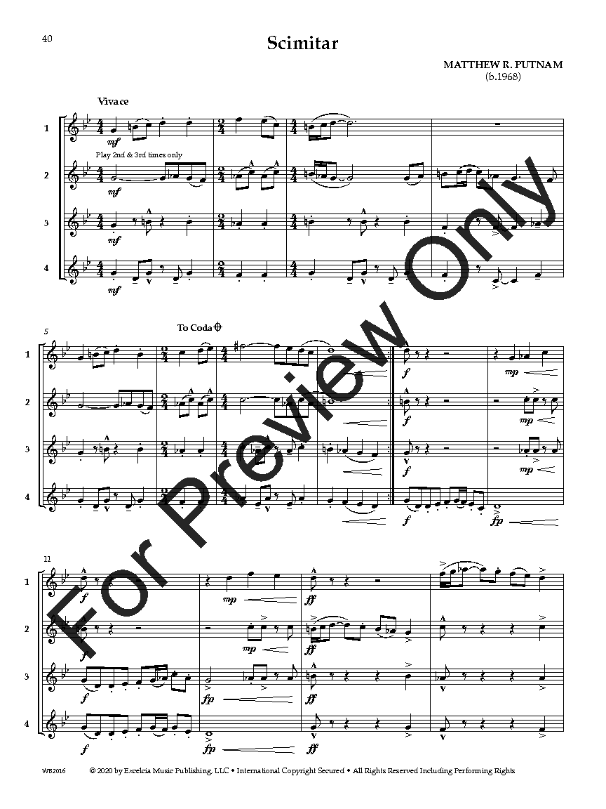 Adaptable QuartetsClarinet/Trumpet/Bass Clarinet/Bari TC EPRINT