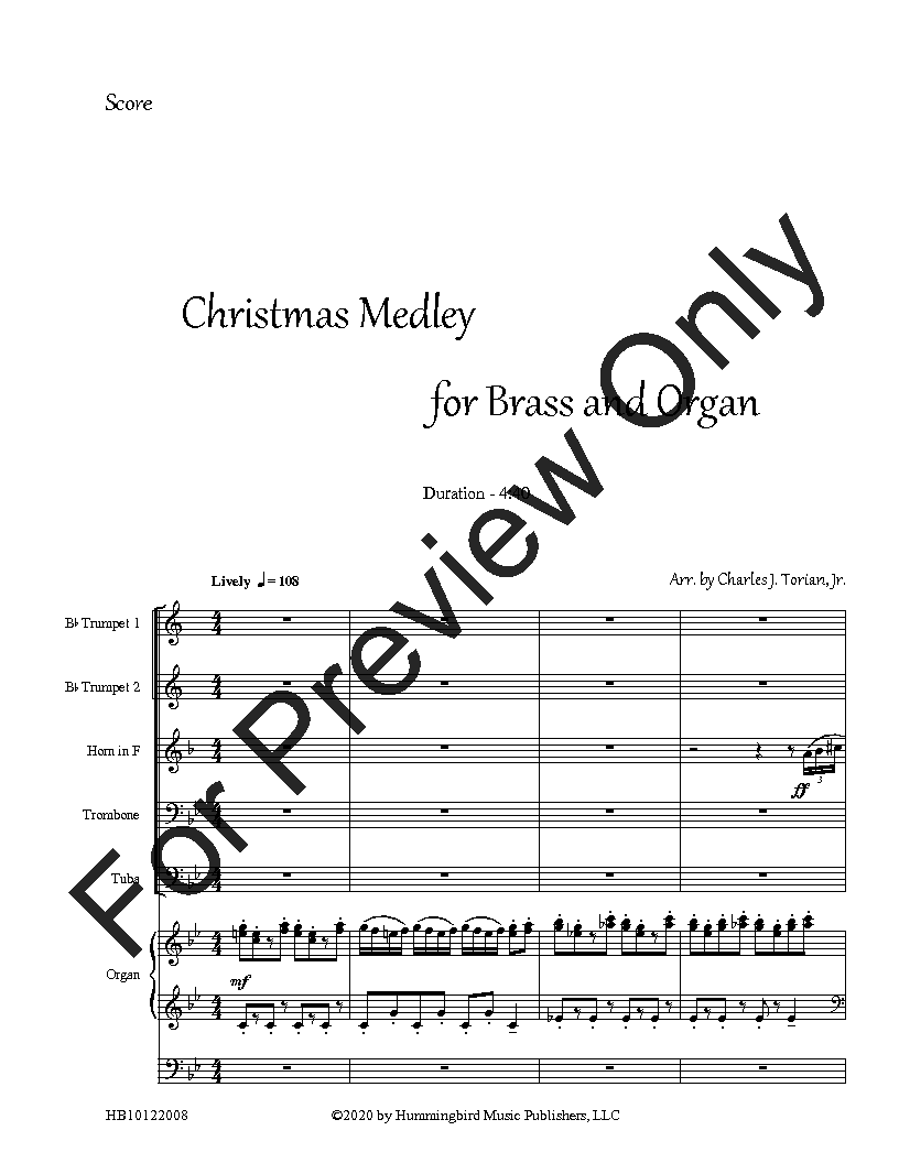 Christmas Medley for Brass and Organ Brass Ensemble