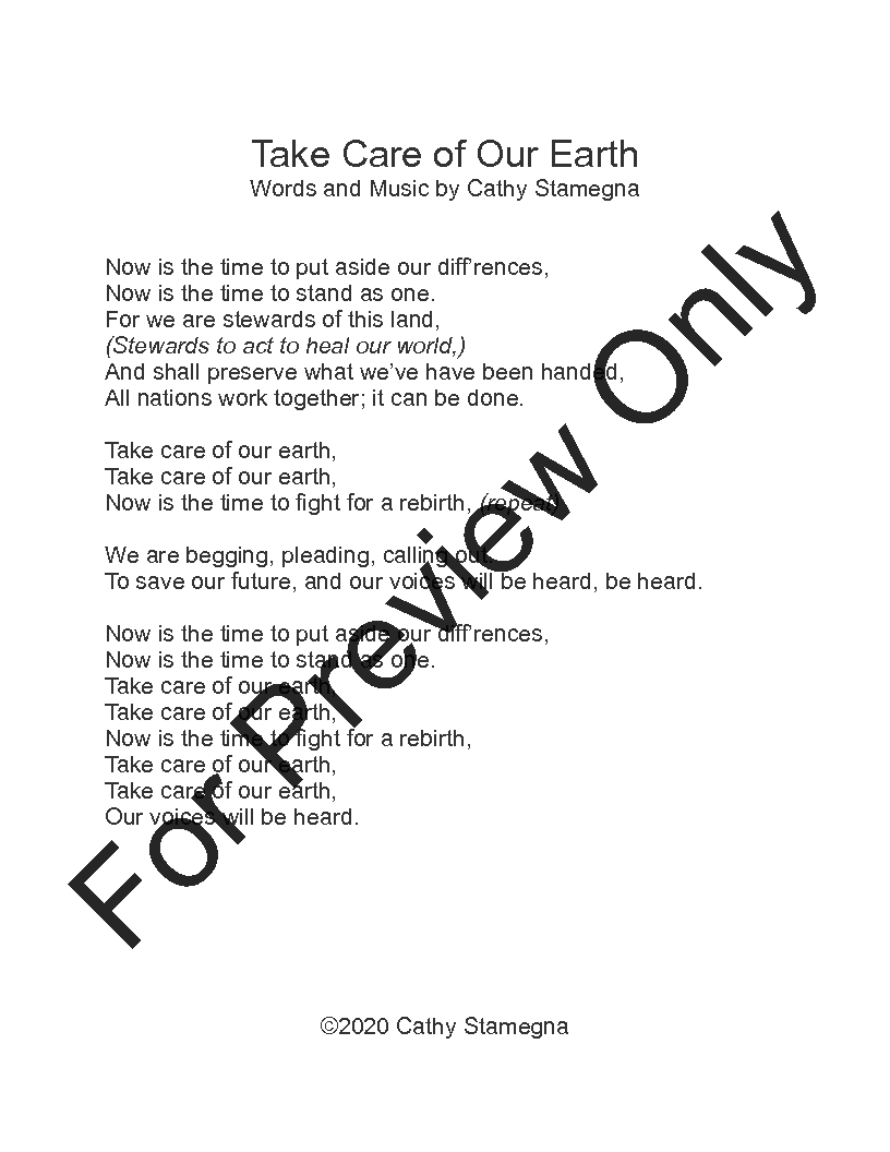 Take Care of Our Earth (ST Duet, Piano, Optional C Instrument) P.O.D.