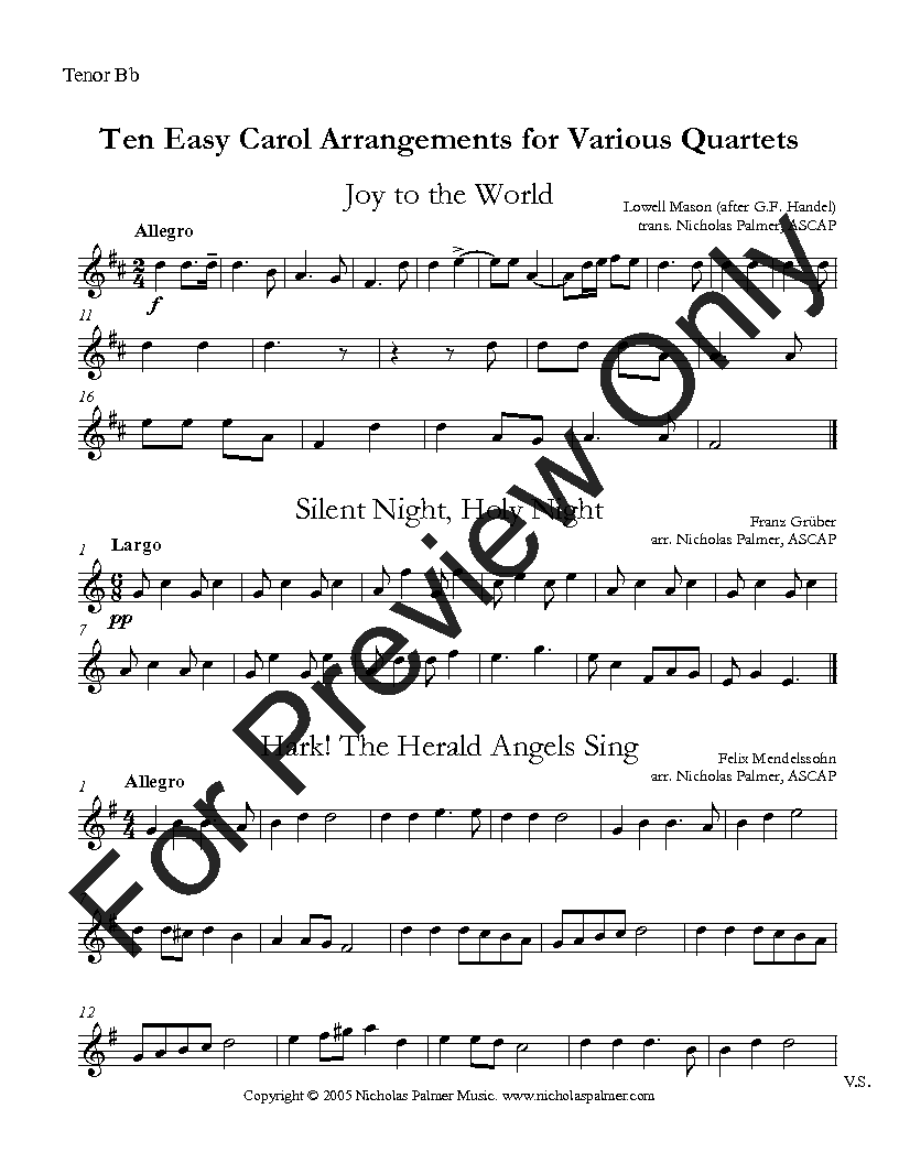 10 Christmas Carols for various quartets, vol. 1 P.O.D.