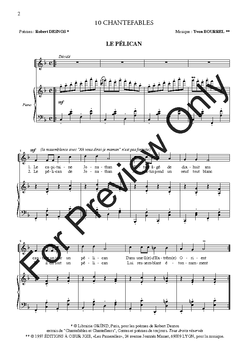 10 Chantefables- Choir and piano P.O.D.