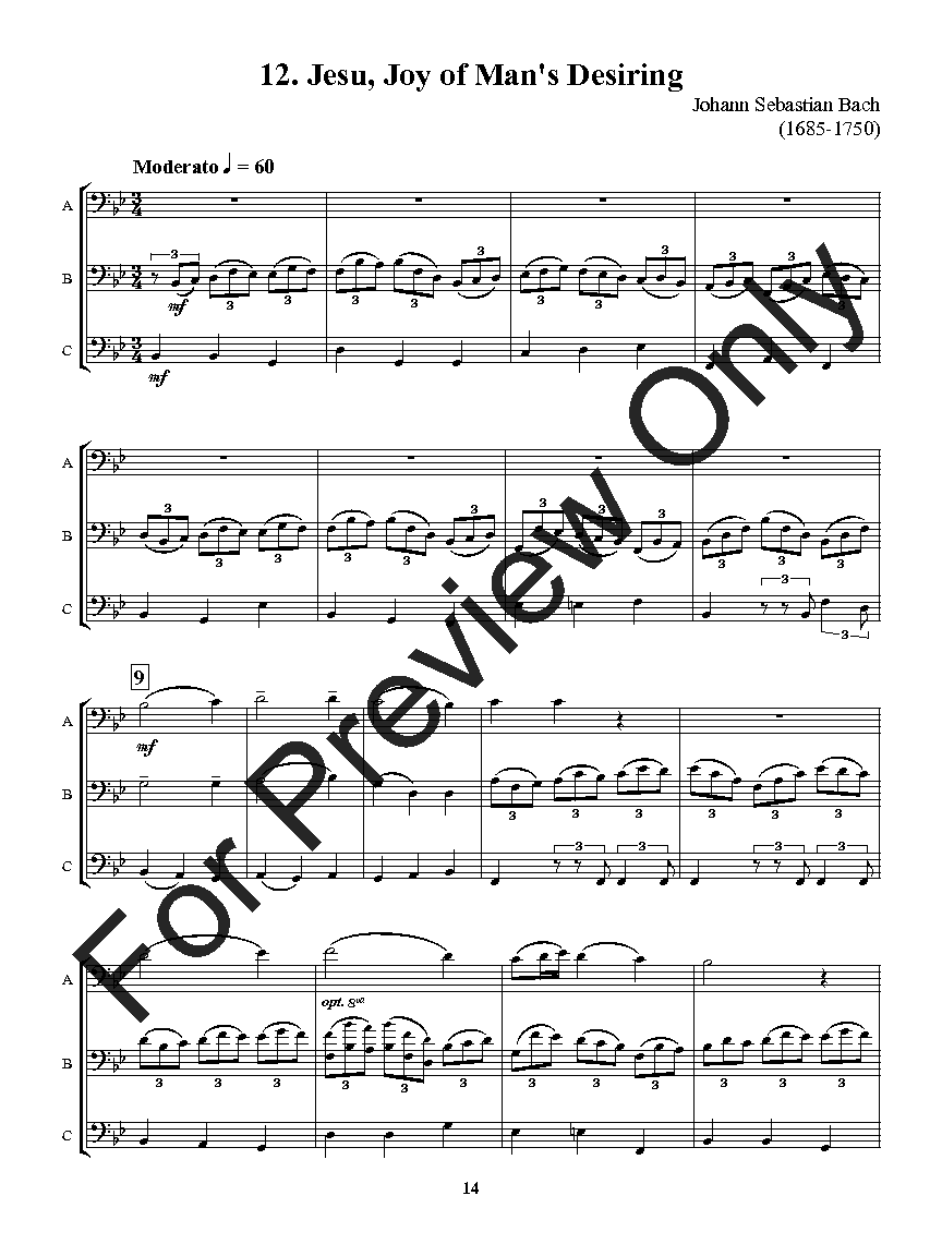 Flexible Favorites for Winds - Wedding Bass Clef Instruments Trio Trombone, Baritone B.C., Bassoon