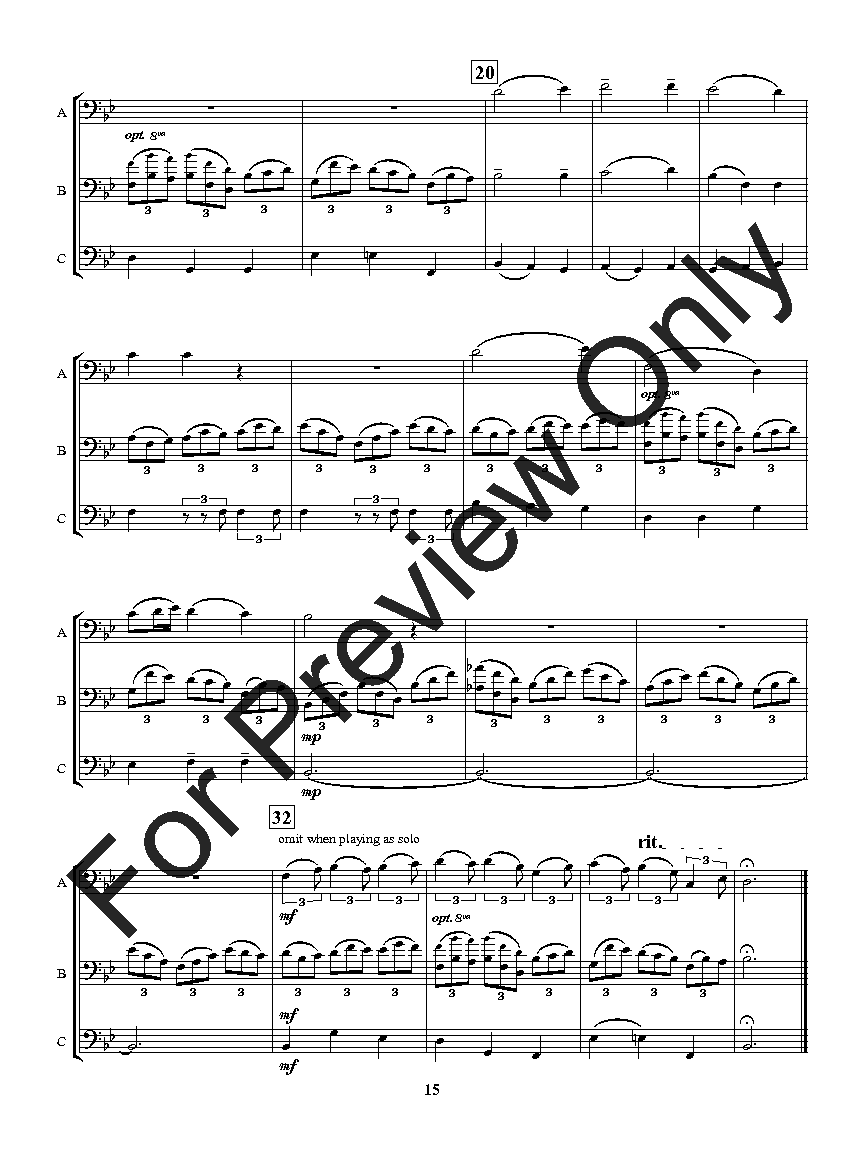 Flexible Favorites for Winds - Wedding Bass Clef Instruments Trio Trombone, Baritone B.C., Bassoon