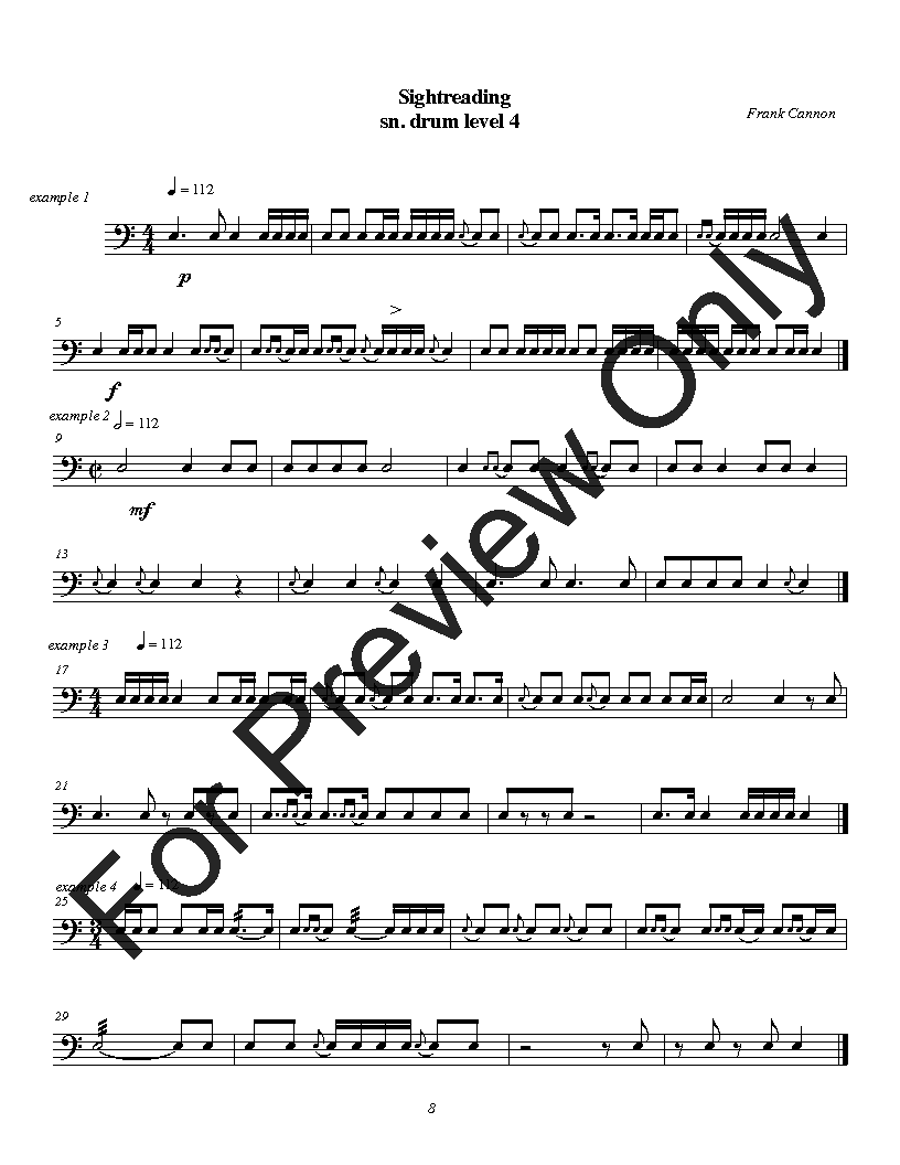 Sight-Reading For Percussion by Frank Cannon P.O.D.