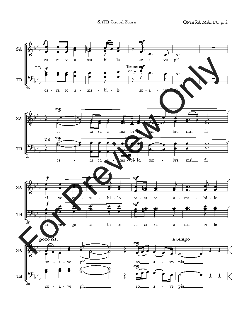 Ombra Mai Fu Largo from Xerxes SATB Virtual Choir Kit Digital Download