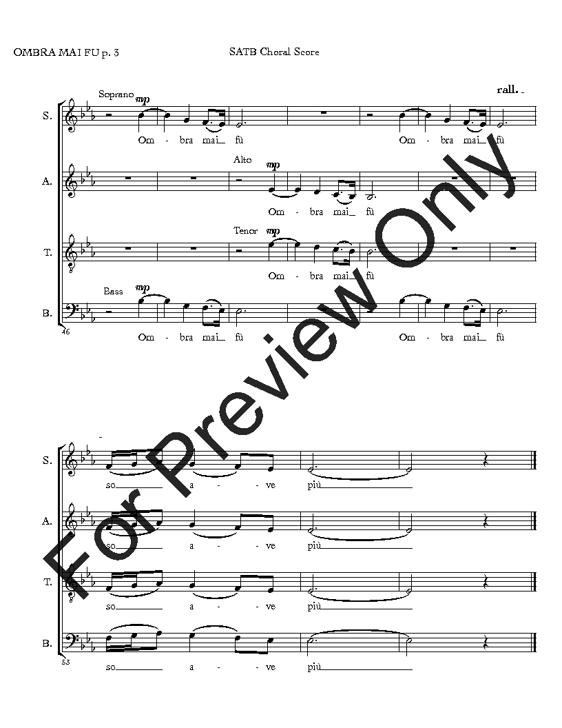 Ombra Mai Fu Largo from Xerxes SATB Virtual Choir Kit Digital Download