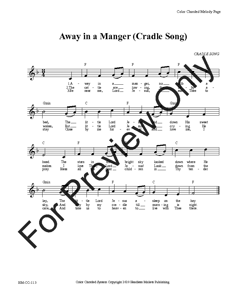 Away in a Manger (Cradle Song) Reproducible PDF Download