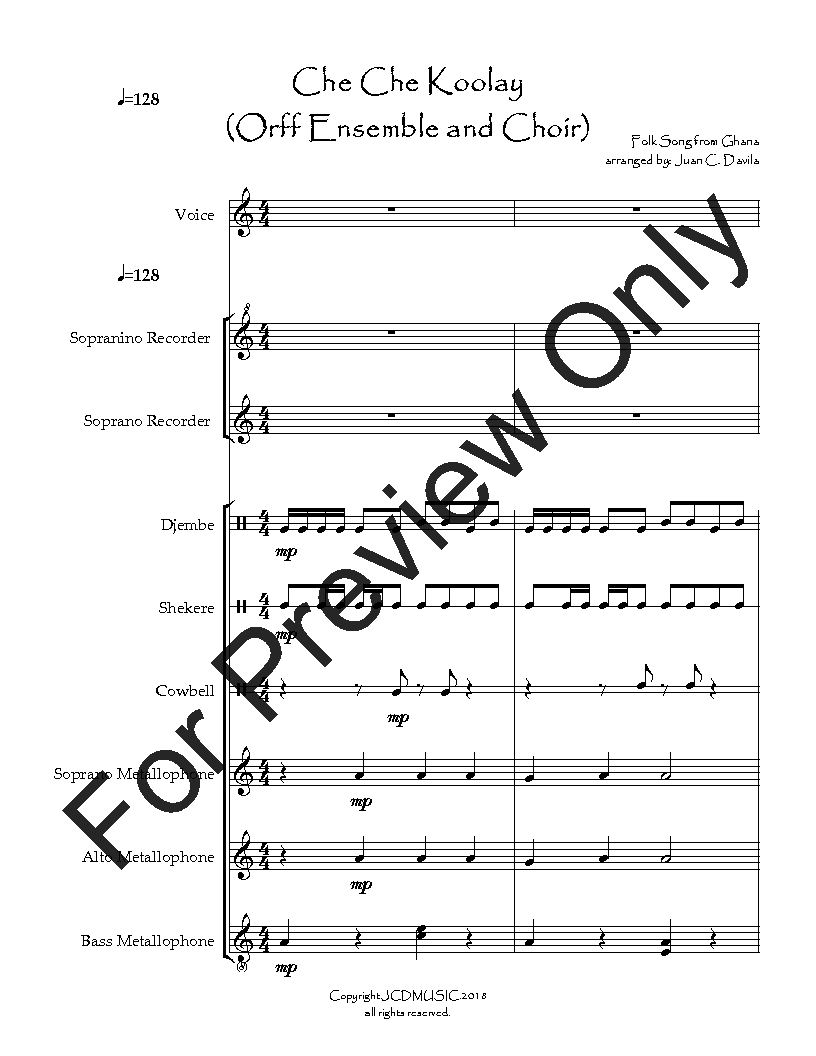 Che Che Koolay (Orff Ensemble and Choir) P.O.D.