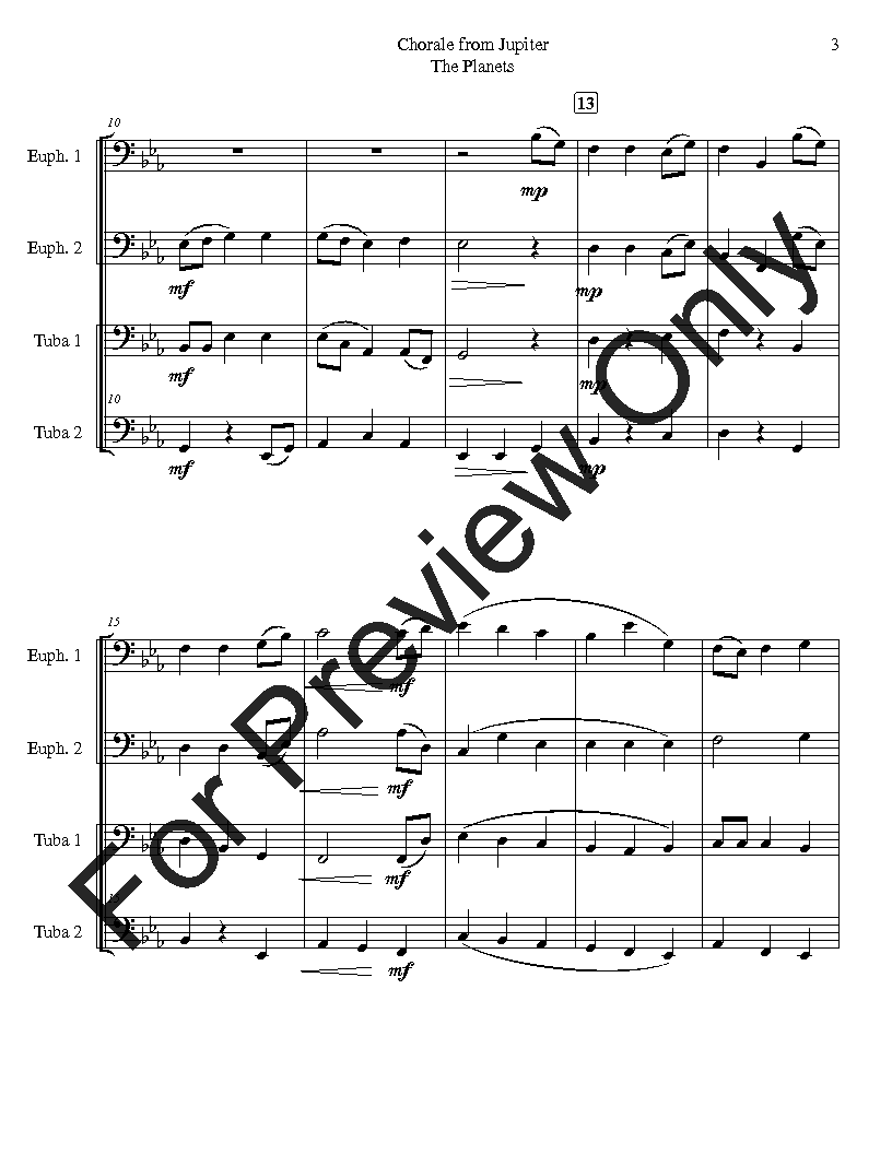 Chorale from Jupiter for Tuba Quartet P.O.D.