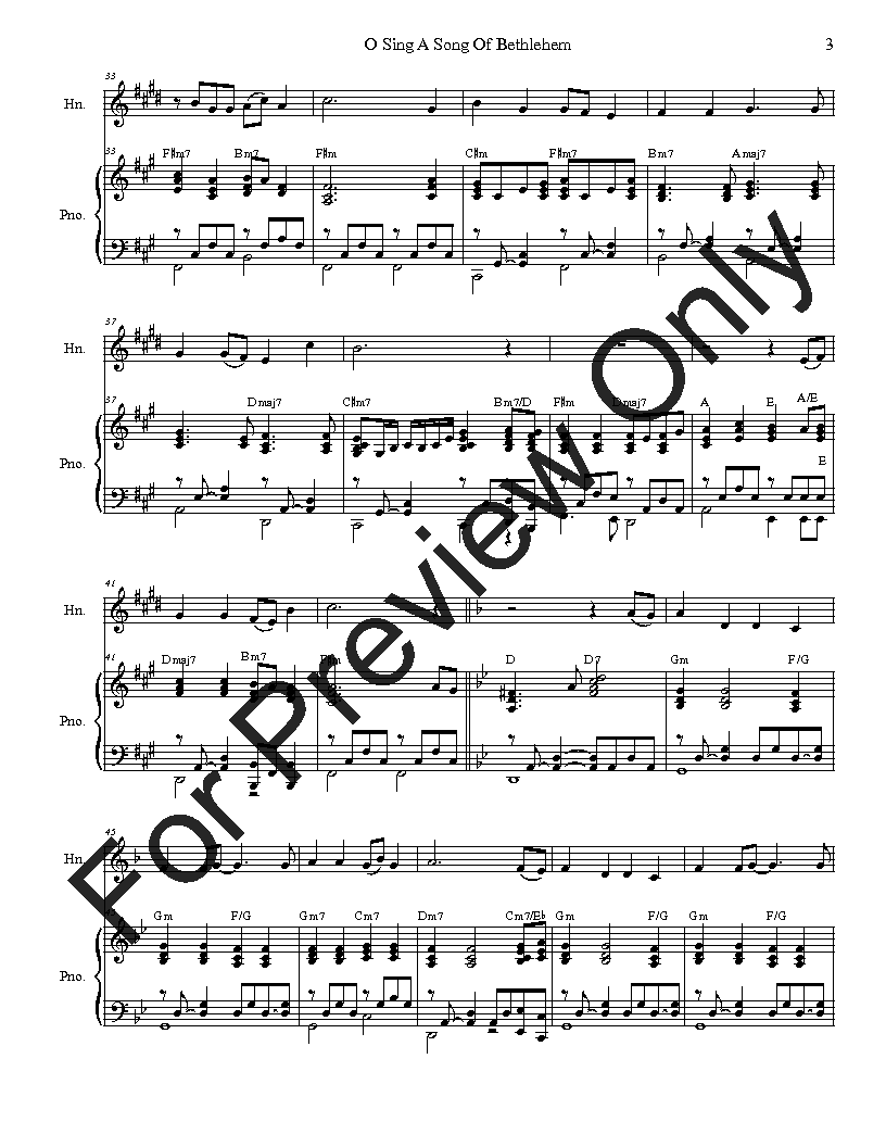 O Sing A Song Of Bethlehem: French Horn solo and Piano P.O.D.