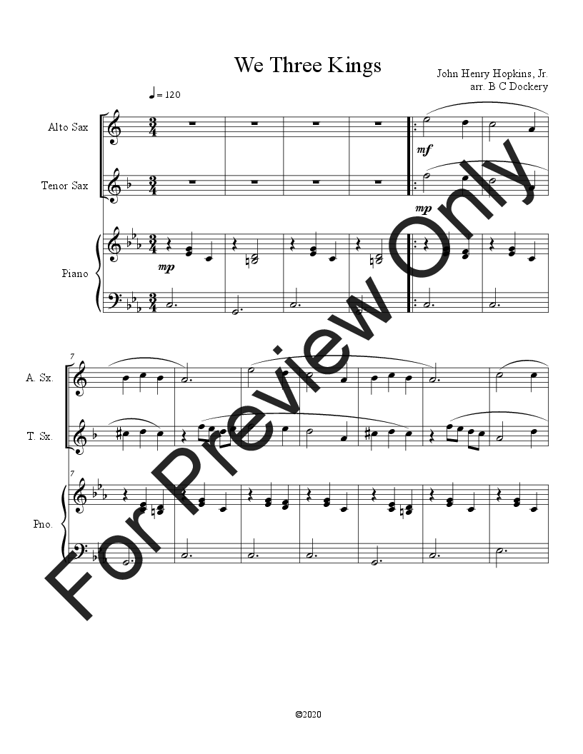 10 Christmas Duets for Alto and Tenor Sax with piano accompaniment vol. 1 P.O.D.