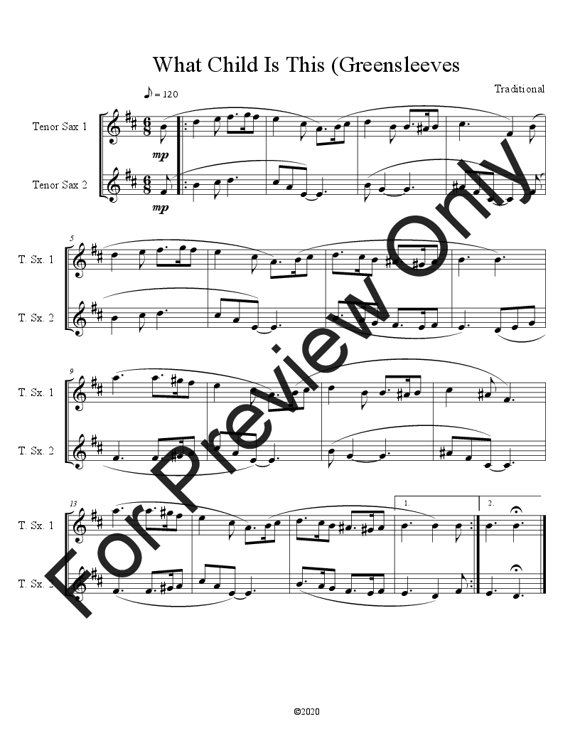 10 Christmas Duets for tenor sax (Vol. 1) P.O.D.