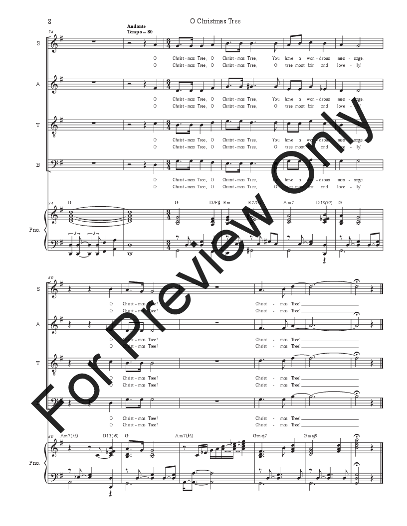 O Christmas Tree: Vocal Quartet - (SATB) P.O.D.