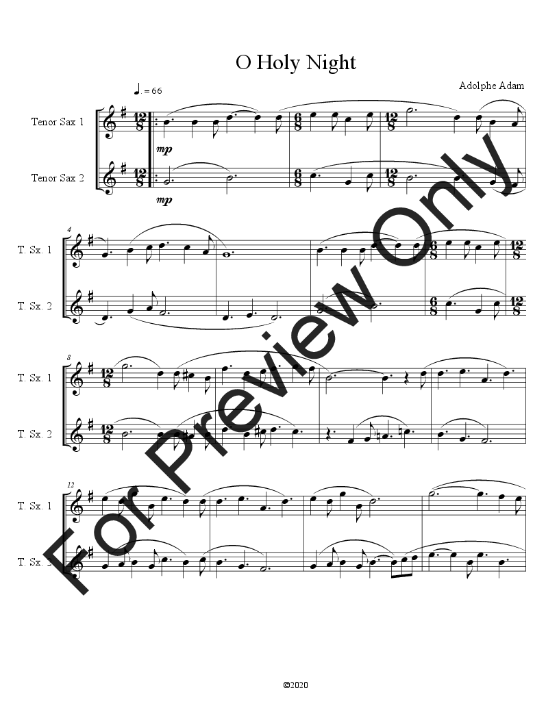 O Holy Night  Saxophone Sheet Music