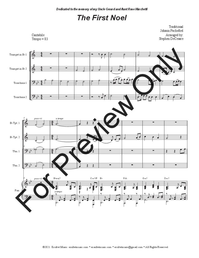 The First Noel: Brass Quartet and Piano - Alternate Version P.O.D.