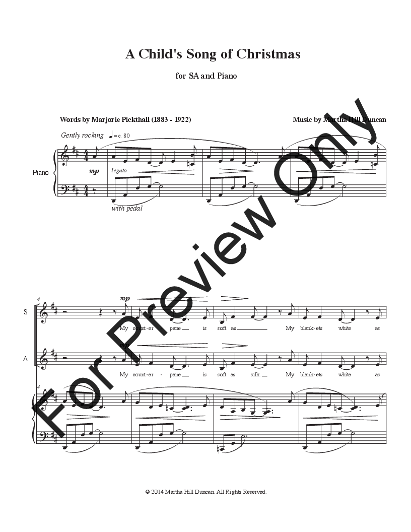 A Child's Song of Christmas for SA and piano P.O.D.