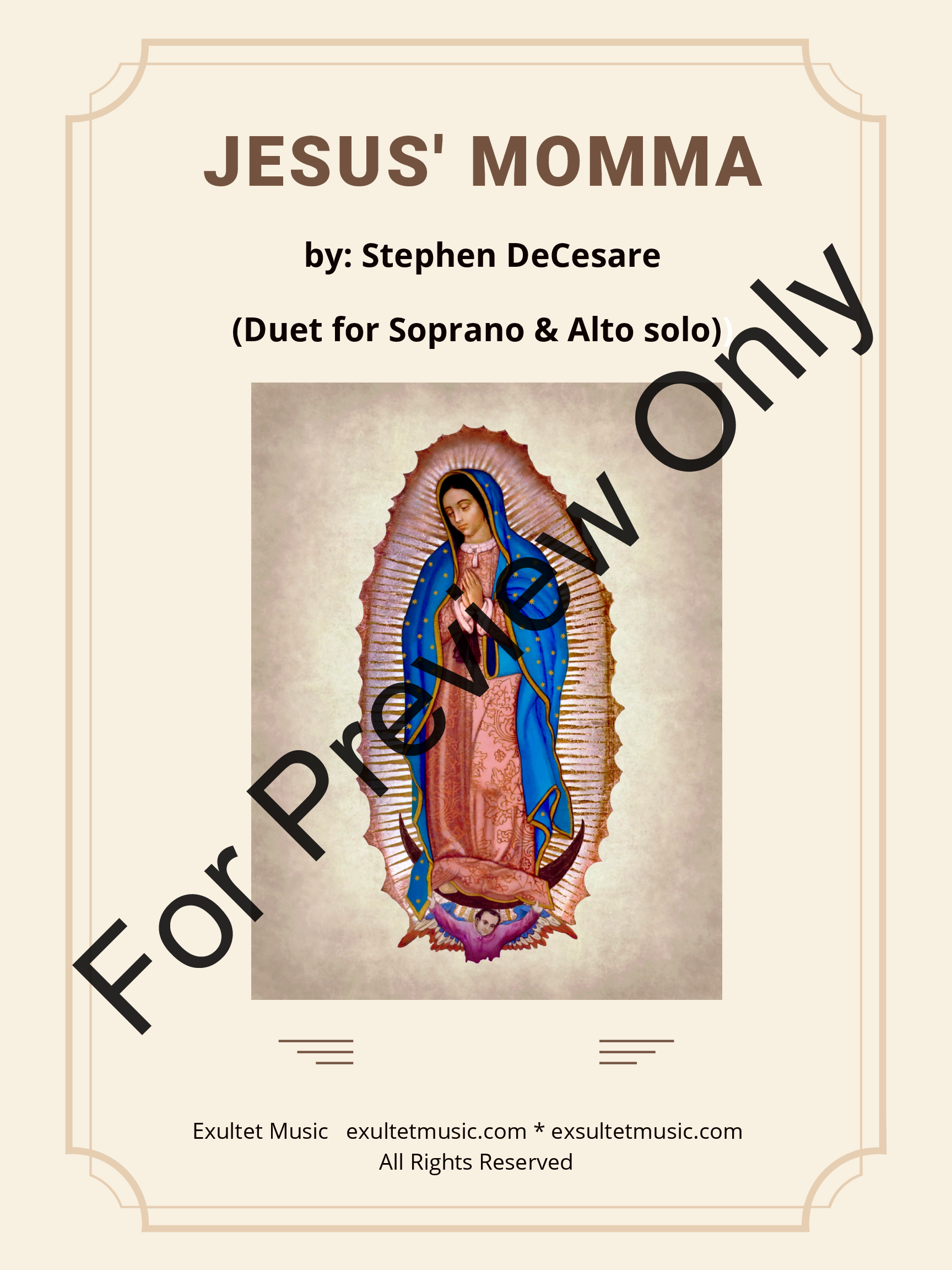 Jesus' Momma: Duet for Soprano and Alto solo P.O.D.