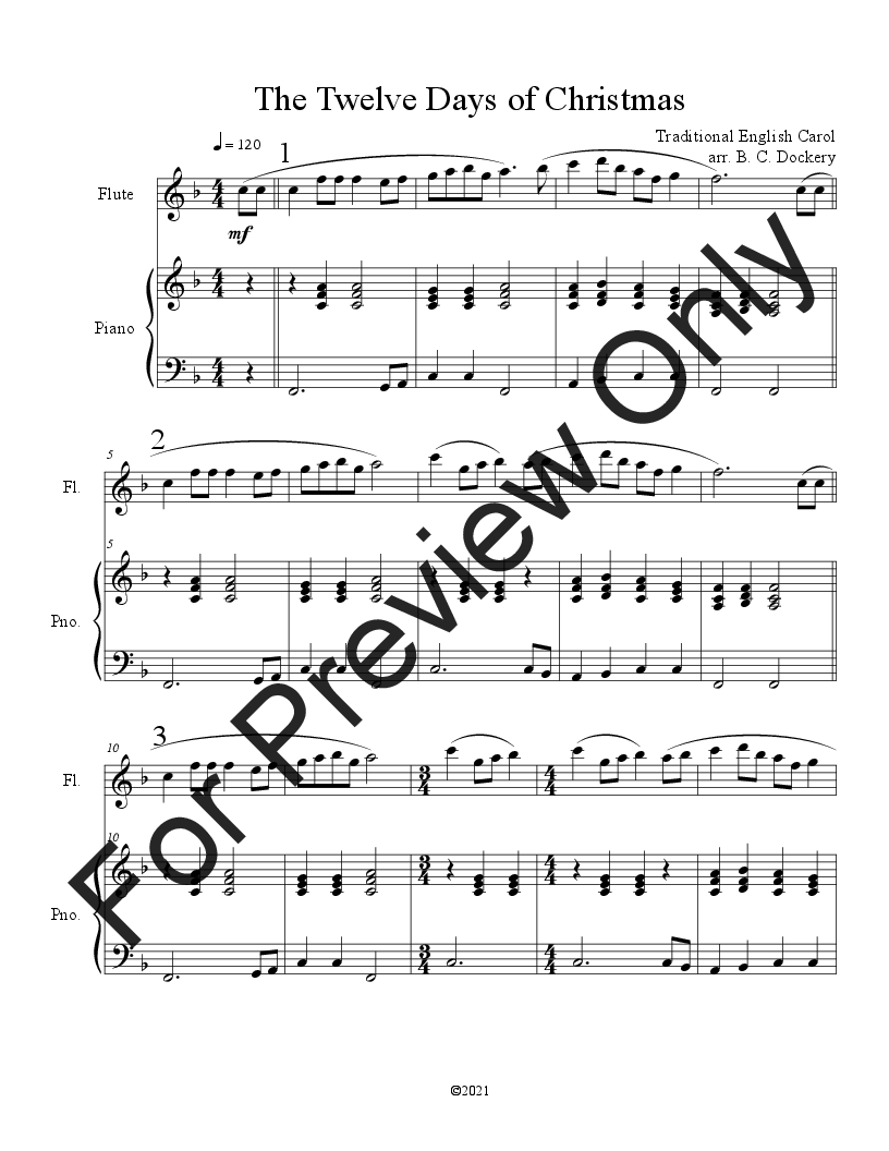 10 Christmas Solos for Flute with Piano Accompaniment Vol. 2 P.O.D.