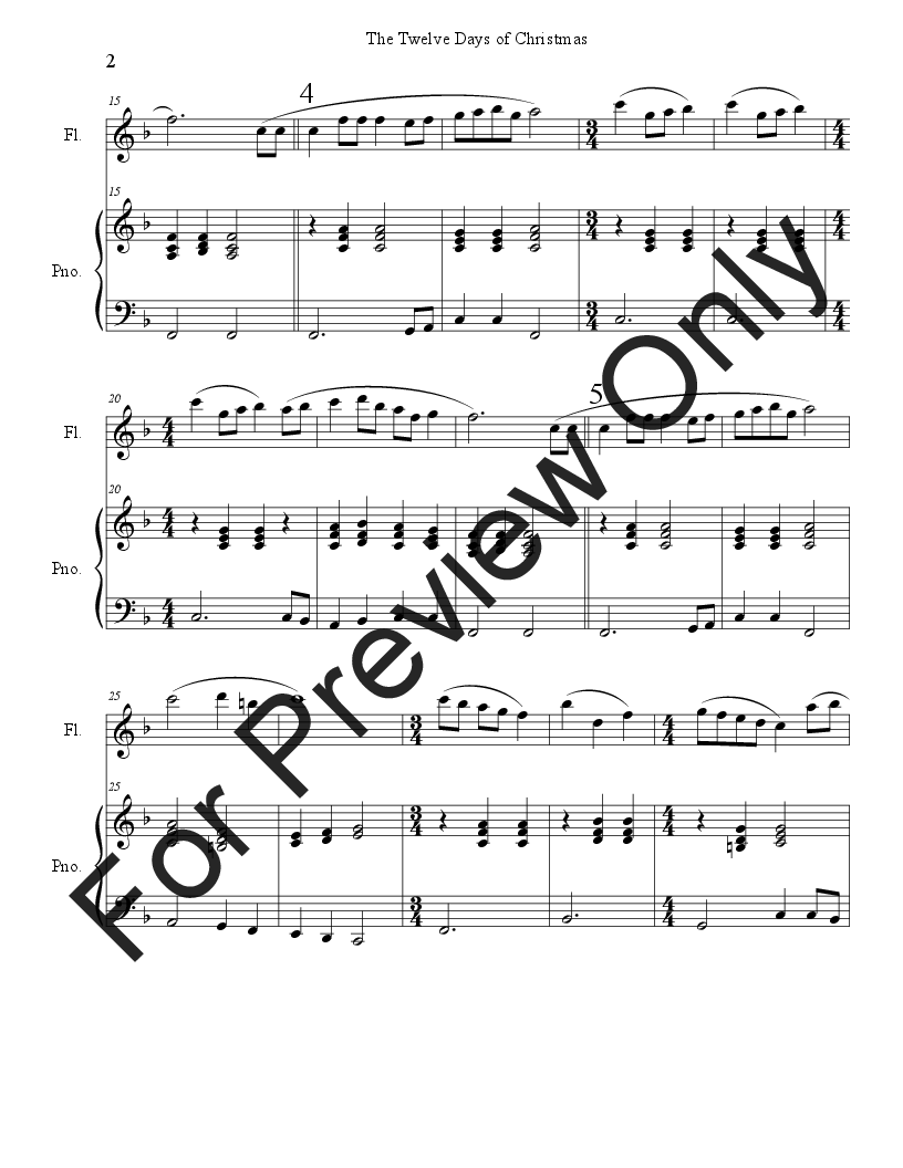 10 Christmas Solos for Flute with Piano Accompaniment Vol. 2 P.O.D.