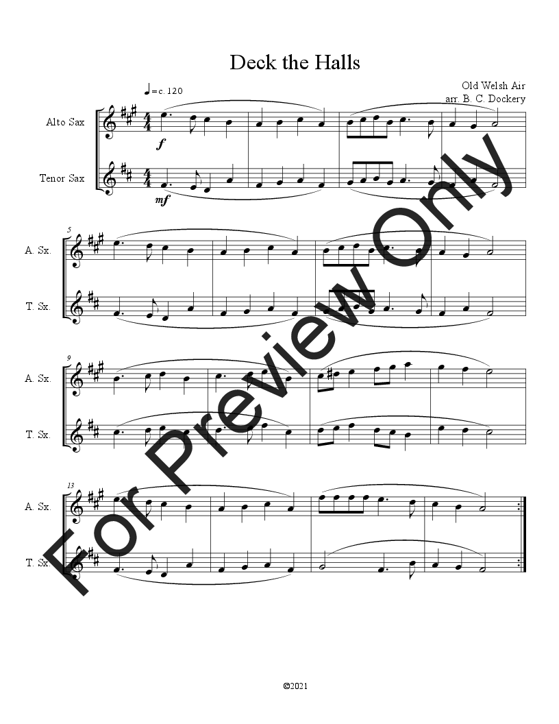 10 Christmas Duets for Alto and Tenor Sax (Vol. 2) P.O.D.