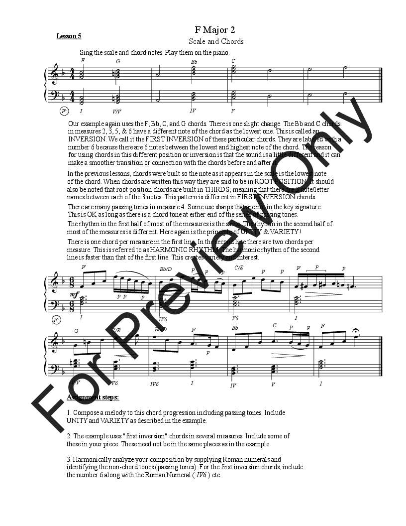 Practical Music Theory Lesson 5 F Major 2 C In J W Pepper Sheet Music