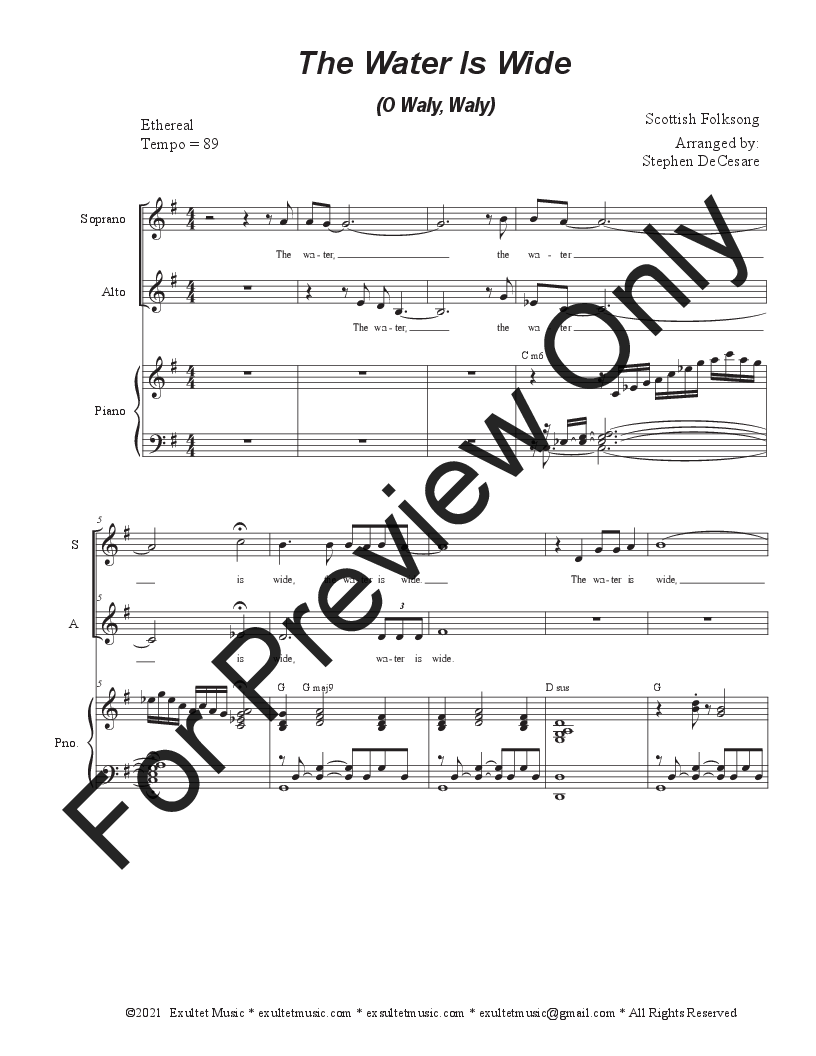 The Water Is Wide (O Waly, Waly): 2-part choir - (SA) P.O.D.