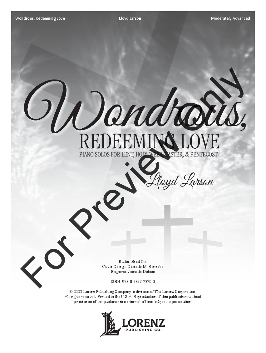 Wondrous, Redeeming Love Piano Collection