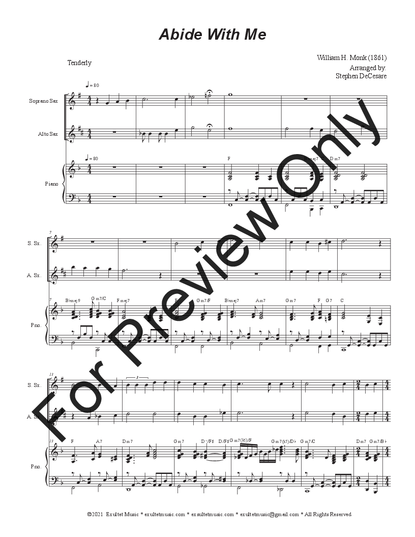 Abide With Me: Duet for Soprano and Alto Saxophone P.O.D.