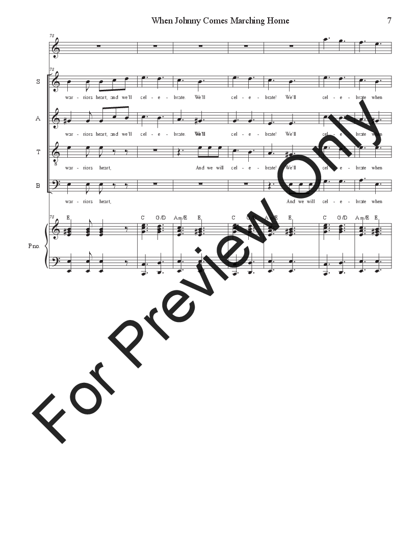 When Johnny Comes Marching Home: Vocal Quartet - (SATB) P.O.D.