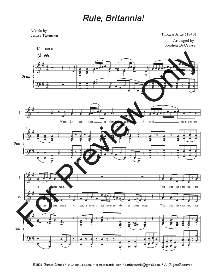 Rule, Britannia!: 2-part choir - (SA) P.O.D.