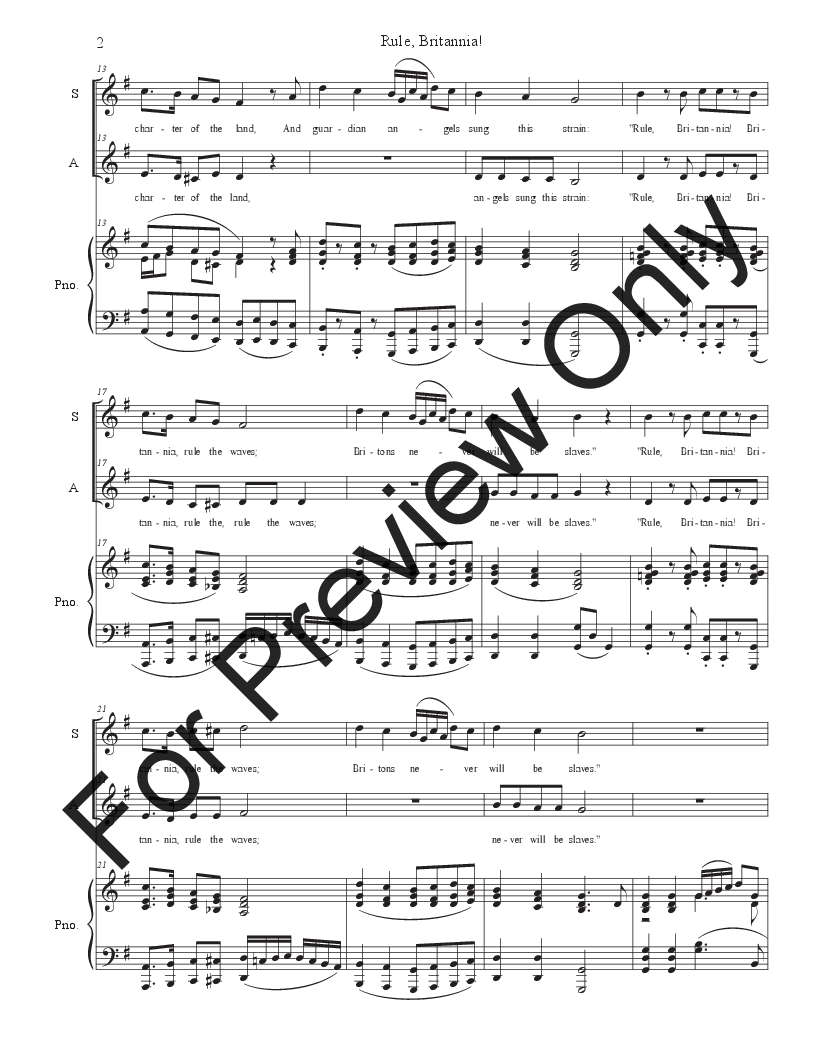 Rule, Britannia!: 2-part choir - (SA) P.O.D.