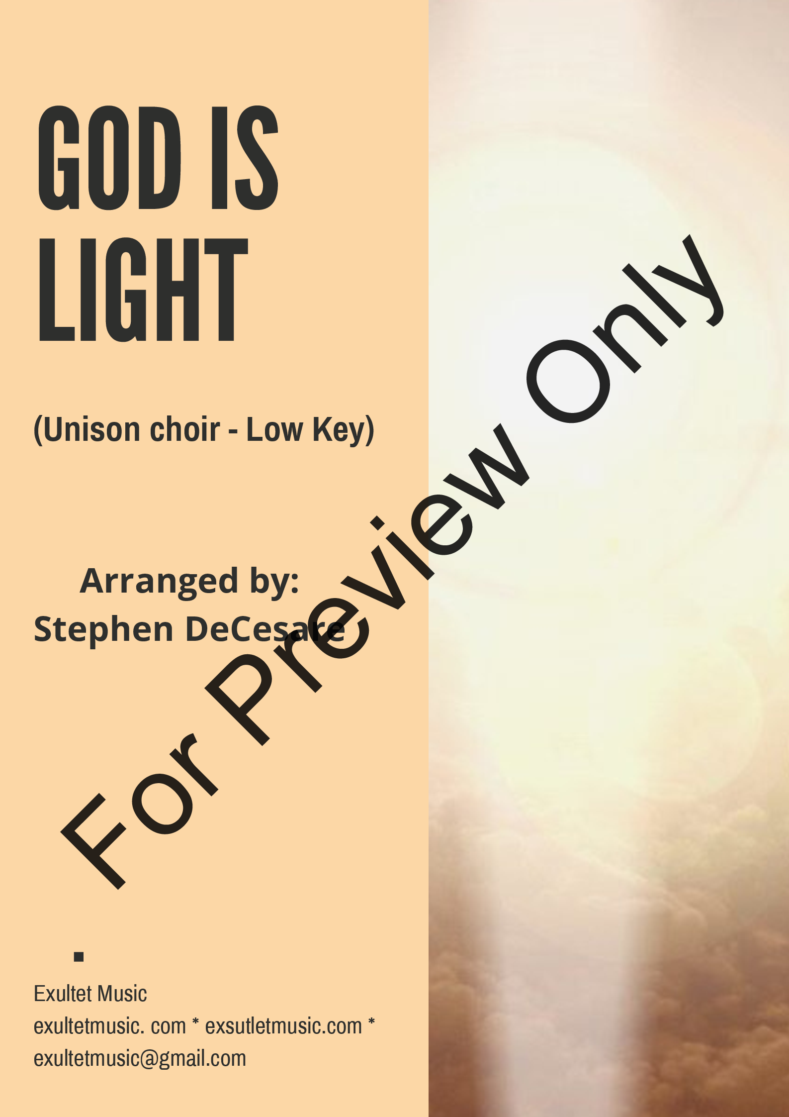 God Is Light (Unison choir - Low Key) P.O.D.