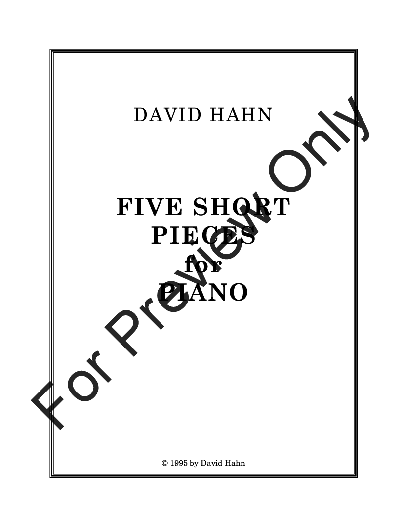 Five Short Pieces for Piano P.O.D.