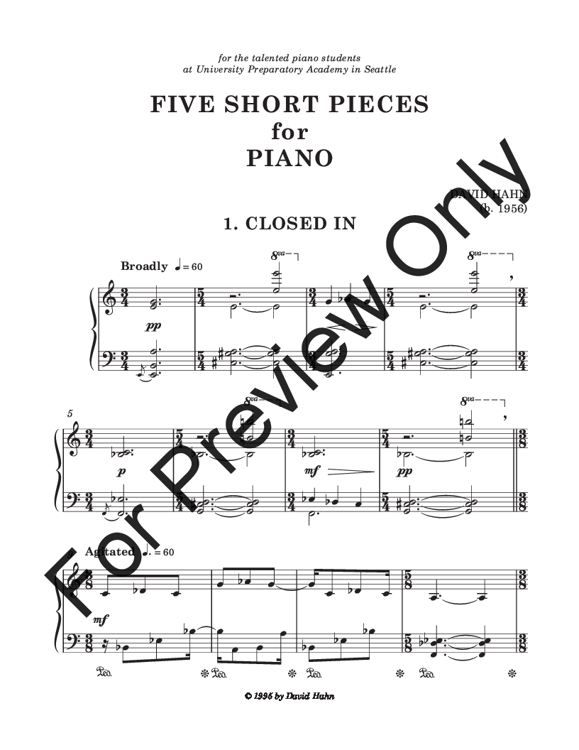Five Short Pieces for Piano P.O.D.