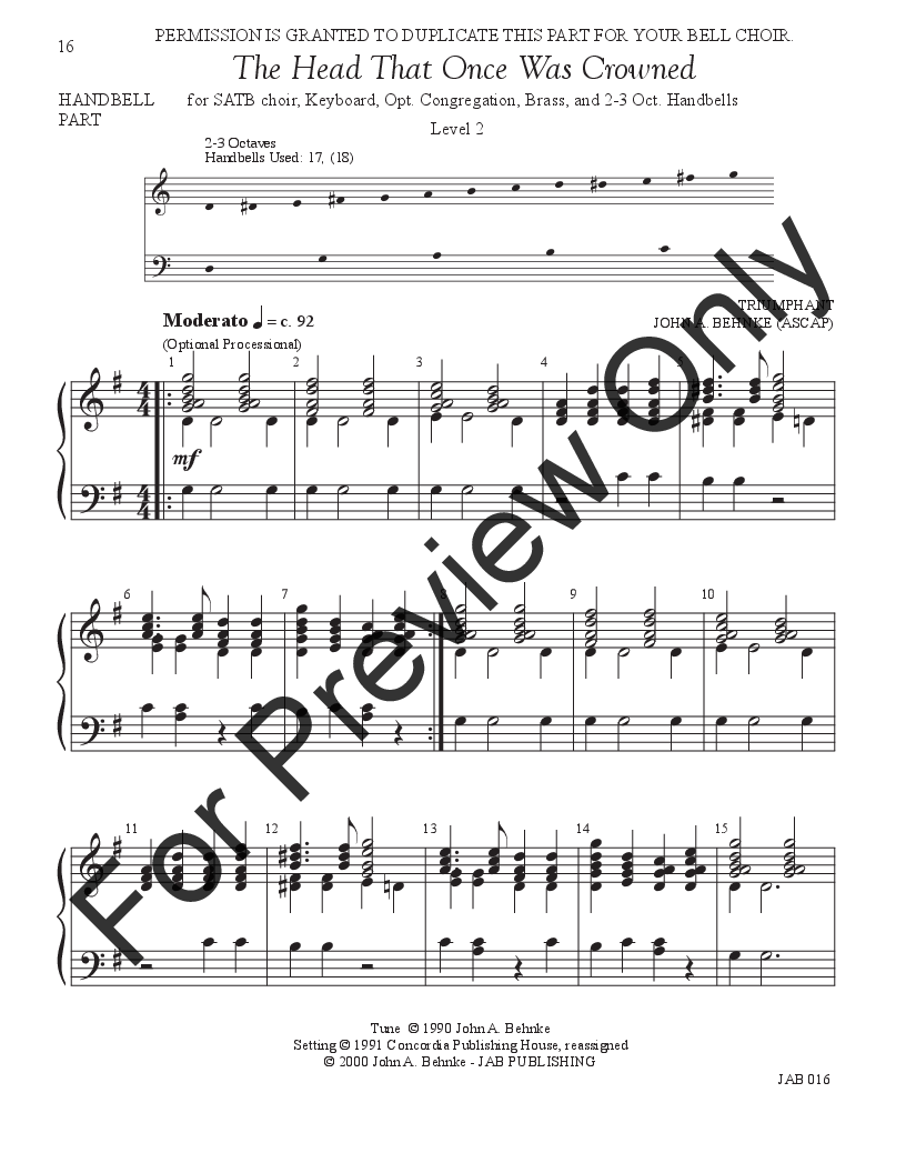 The Head That Once Was Crowned With Glory Full Score - P.O.D.