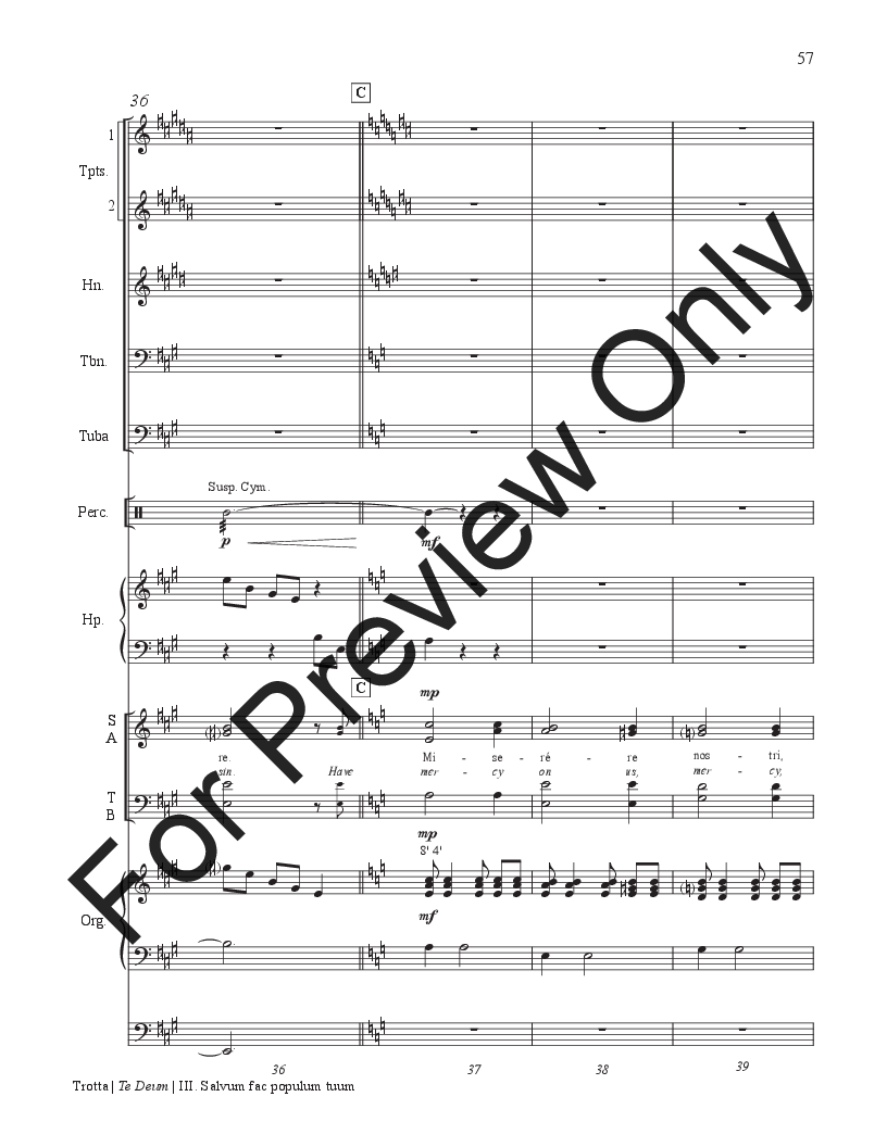 Te Deum Organ, Brass, Percussion Score P.O.D.