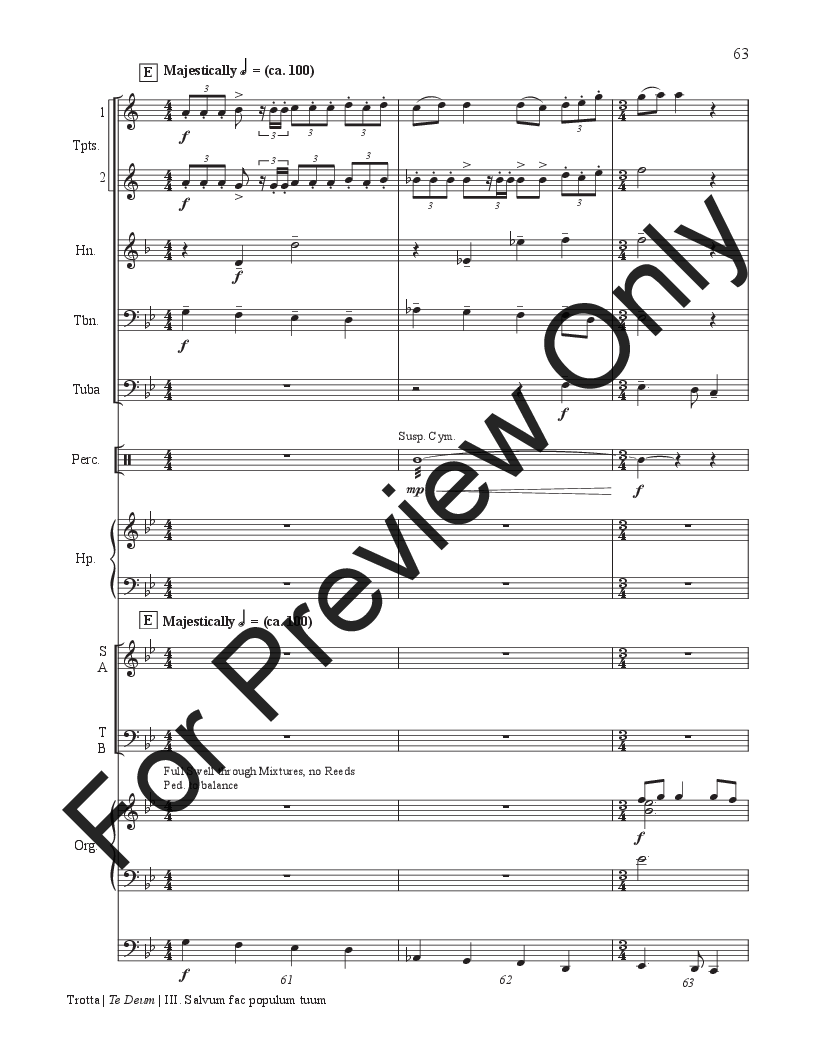 Te Deum Organ, Brass, Percussion Score P.O.D.