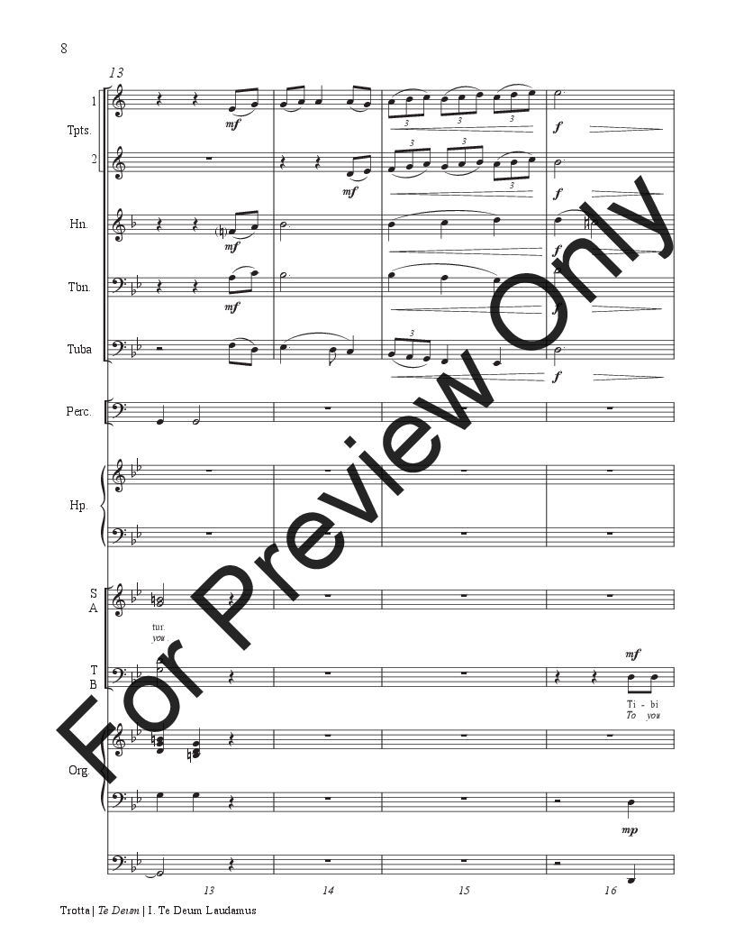 Te Deum Organ, Brass, Percussion Score P.O.D.