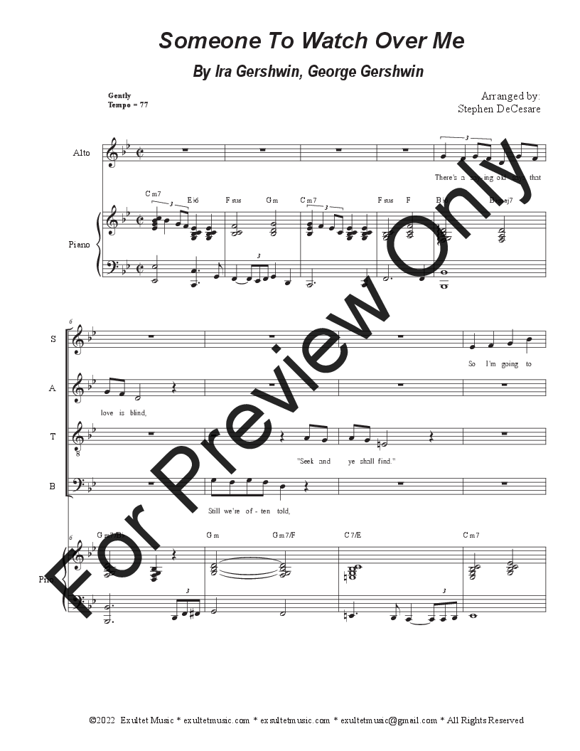 Someone To Watch Over Me (SATB) P.O.D.