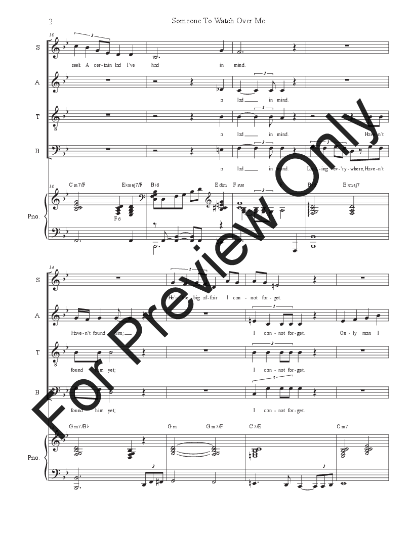 Someone To Watch Over Me (SATB) P.O.D.