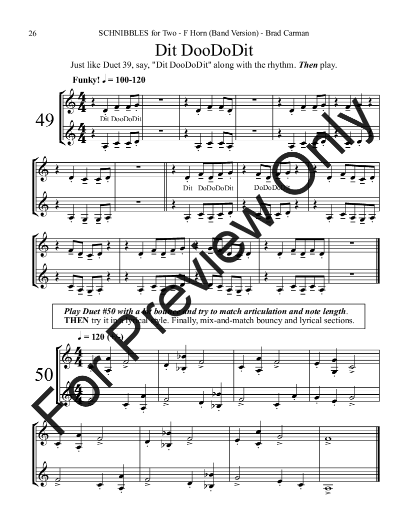 Schnibbles for Two: 101 Easy Flex Duets for Band (F Horn) P.O.D.