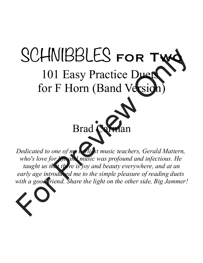 Schnibbles for Two: 101 Easy Flex Duets for Band (F Horn) P.O.D.