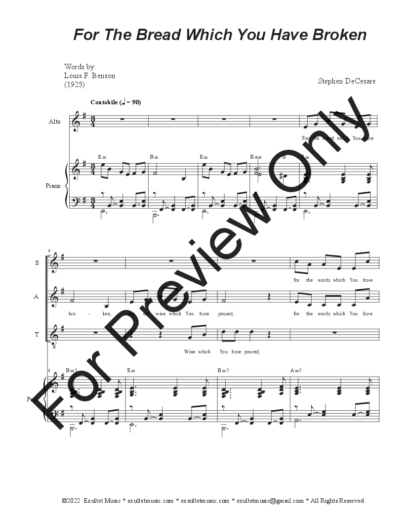 For The Bread Which You Have Broken (SATB) P.O.D.