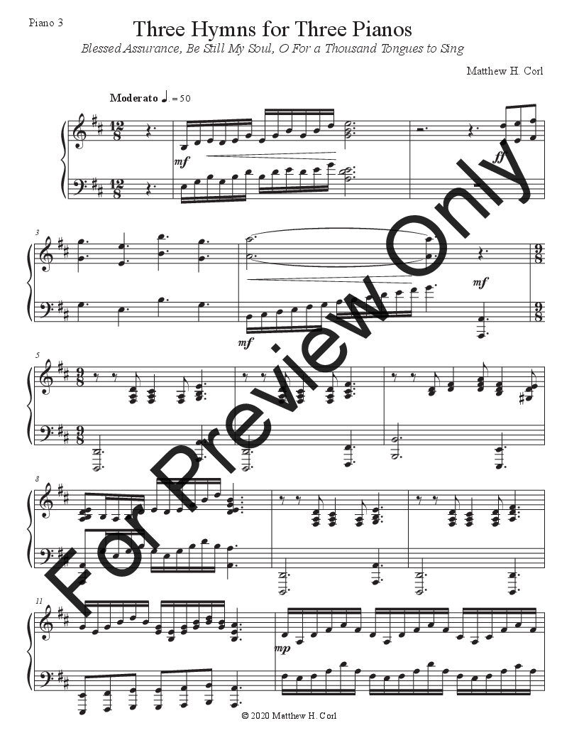 Three Hymmns For Three Pianos Set 1 P.O.D.