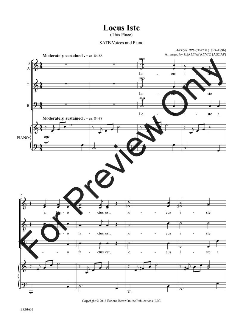 Locus Iste SATB Rehearsal Preparation Sheet