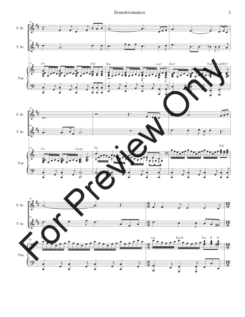 Blessed Assurance (Duet for Soprano and Tenor Saxophone) P.O.D.