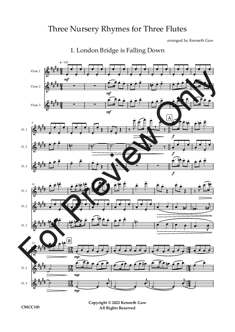 Three Nursery Rhymes for Three Flutes P.O.D.