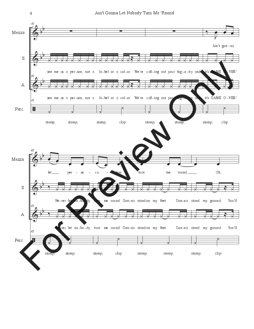 Ain't Gonna Let Nobody Turn Me 'Round (Mezzo solo with Duet for Soprano
  and Alto solo) P.O.D.